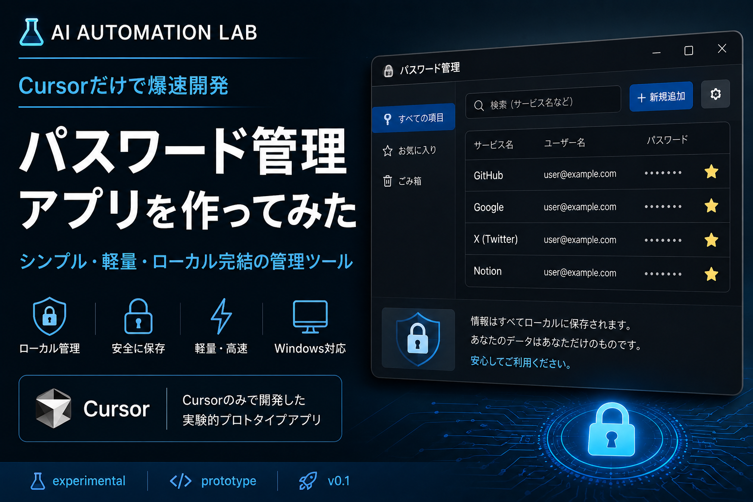 Cursorで爆速開発したパスワード管理アプリ