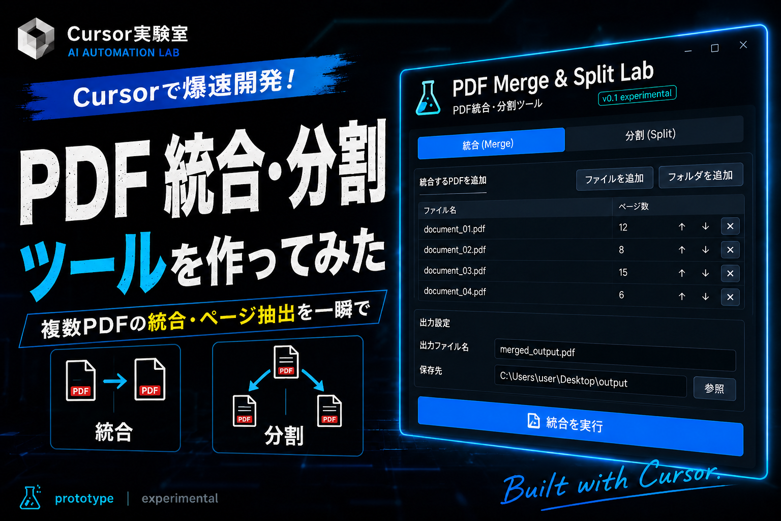Cursor実験室で開発したファイル名一括変更ツールのUIイメージ